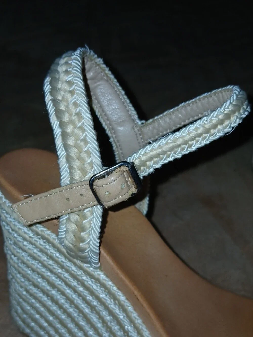 Women’s MIA Wedge Sandals - Cream Braided Platform And Straps Sz: 9